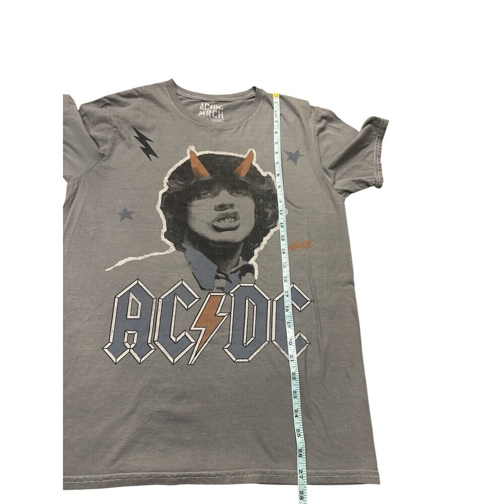 AC/DC Official Merch Graphic Band Tee Gray Angus Young Devil Horns Women’s S - Picture 5 of 5
